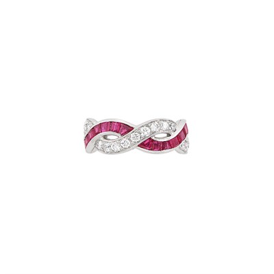 Lot 669 - Platinum, Diamond and Ruby Band Ring, Van Cleef & Arpels