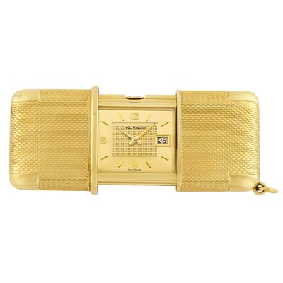 Lot 280 - Gold 'Ermeto' Travel Clock, Movado