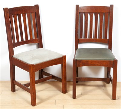 Lot 437 - Set of Eleven Arts & Crafts Oak Upholstered...