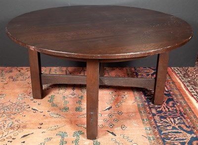 Lot 433 - Arts & Crafts Oak Circular Table Height 30 3/4...
