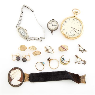 Lot 1633 - Group of Gold, Silver, Metal and Gem-Set Jewelry and Timepieces