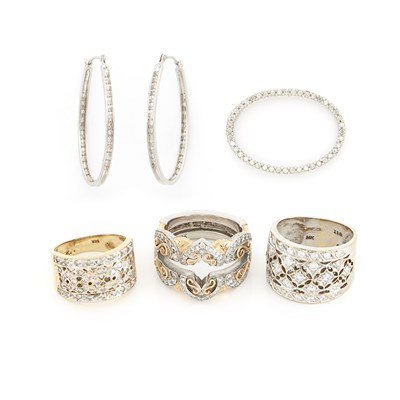 Lot 1346 - Group of White Gold, Diamond and Simulatd Diamond Jewelry