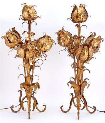 Lot 298 - Pair of Gilt-Metal Floriform Tripod Standing...
