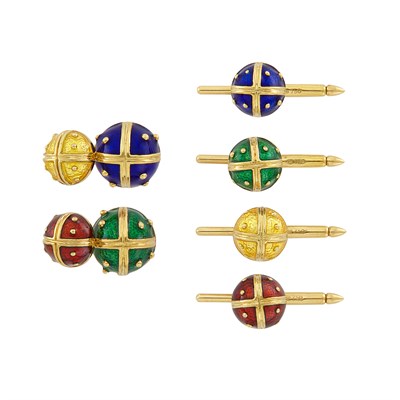 Lot 296 - Gold and Enamel Dress Set, Hidalgo