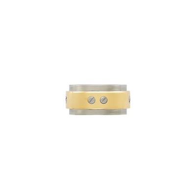 Lot 199 - Gentleman's Gold and Stainless Steel 'Santos' Band Ring, Cartier