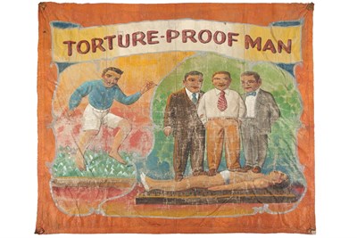 Lot 118 - 'Torture-Proof Man' Sideshow Banner,...