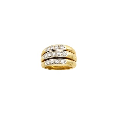 Lot 49 - Triple Row Two-Color Gold and Diamond Band Ring, Pomellato