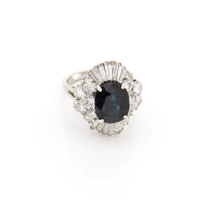 Lot 1163 - White Gold, Sapphire and Diamond Ring