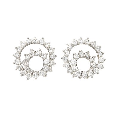 Lot 59 - Pair of Platinum and Diamond Spiral Earclips