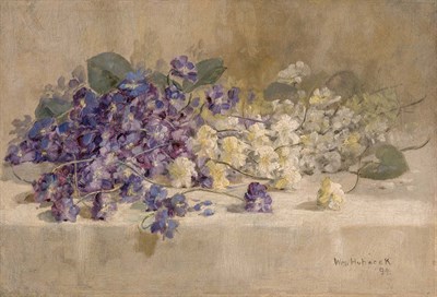 Lot 84 - William Hubacek American, 1871-1958 Pansies on...