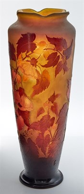 Lot 489 - Gallé Acid-Etched Floral Decorated Cameo Glass...