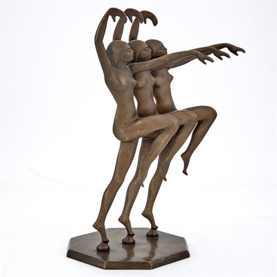 Lot 401 - French Art Deco Patinated Bronze Group of...