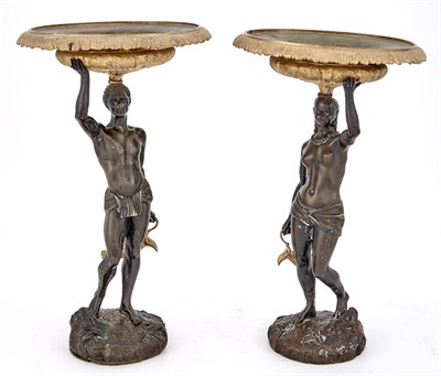 Lot 124 - Pair of Gilt and Patinated Bronze Figural...