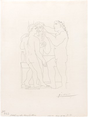 Lot 138 - Pablo Picasso DEUX HOMMES SCULPTÉS (B. 161)...