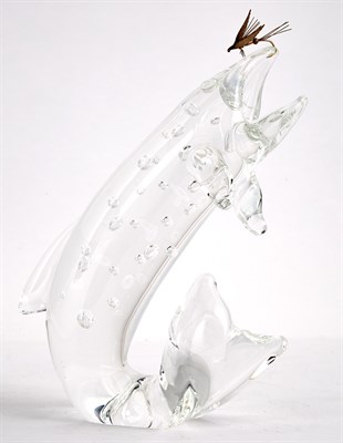 Lot 501 - Steuben Glass Figure of a Trout In a fitted...