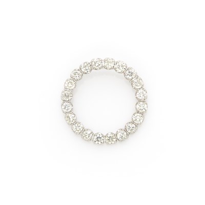 Lot 1278 - White Gold and Diamond Circle Pin