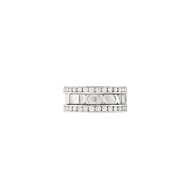 Lot 631 - White Gold and Diamond 'Atlas' Band Ring, Tiffany & Co.