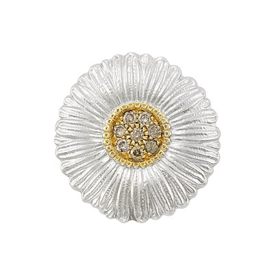 Lot 636 - Sterling Silver, Gold and Colored Diamond Flower Ring, Buccellati