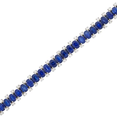 Lot 104 - Platinum, Sapphire and Diamond Bracelet