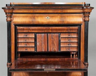Lot 266 - German Mahogany and Part-Ebonized Secretaire à...