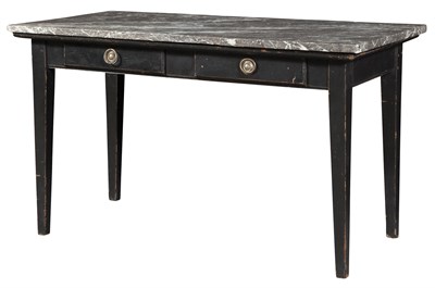 Lot 530 - Continental Black Painted Marble Top Table...