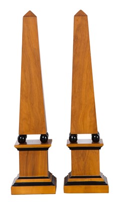 Lot 434 - Pair of Part-Ebonized Wood Obelisks Height 18...