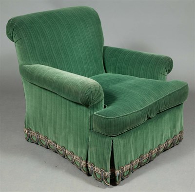 Lot 439 - Pair of Green Velvet-Upholstered Swiveling...