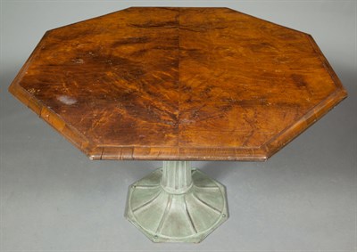 Lot 440 - Walnut and Patinated Metal Octagonal Table...