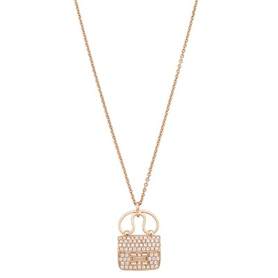 Lot 596 - Rose Gold, and Diamond 'Constance Amulette' Purse Pendant-Necklace, Hermès, France