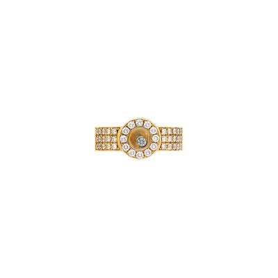Lot 11 - Gold, Diamond and Crystal 'Happy Diamond' Band Ring, Chopard
