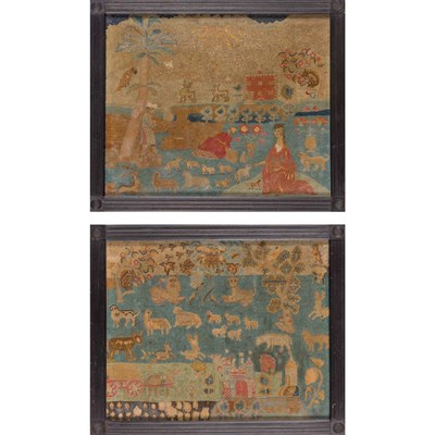 Lot 213 - Pair of Needlework Pictures Probably English,...