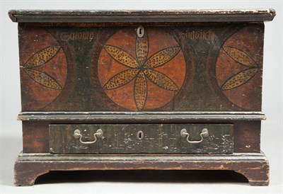 Lot 221 - Painted Pine Dower Chest Pennsylvania, first...