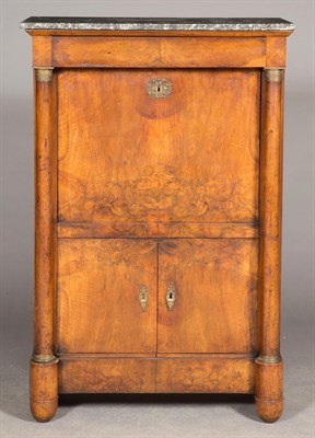 Lot 312 - Empire Walnut and Marble Top Secretaire à...