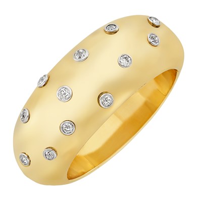 Lot 342 - Gold, Platinum and Diamond Cuff Bangle Bracelet, France