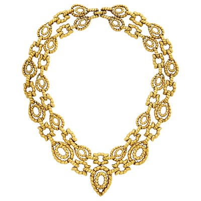 Lot 28 - Double Strand Hammered Gold Necklace, David Webb