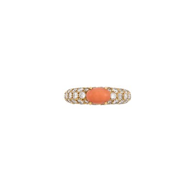 Lot 565 - Gold, Coral and Diamond Bombé Ring, Cartier, Paris