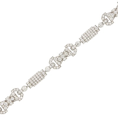 Lot 335 - Platinum and Diamond Bracelet