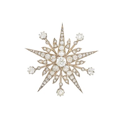 Lot 292 - Antique Silver, Gold and Diamond Star Brooch