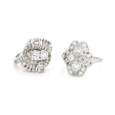 Lot 1529 - Two Platinum and Diamond Rings