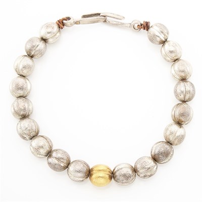 Lot 1740 - Silver and Silver-Gilt Hammered Bead Necklace, Linda Lee Johnson