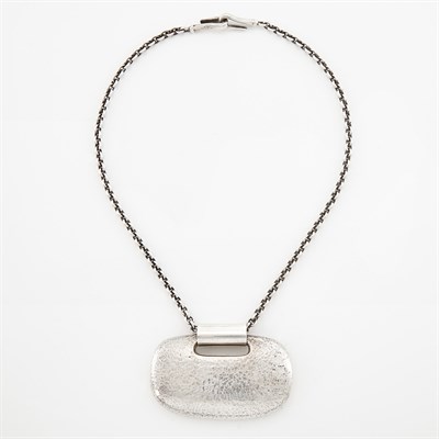 Lot 1738 - Hammered Pendant with Chain Necklace, Linda Lee Johnson