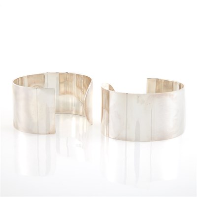 Lot 1732 - Two Silver Cuff Bangle Bracelets, Linda Lee Johnson