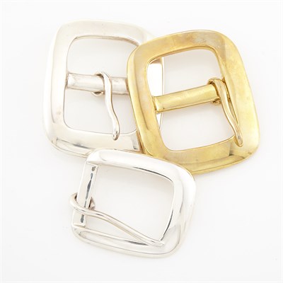 Lot 1764 - Two Sterling Silver Belt Buckles, Linda Lee Johnson, and Brass Belt Buckle