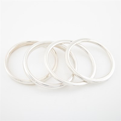 Lot 1753 - Four Sterling Silver Bangle Bracelets