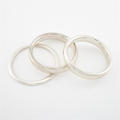 Lot 1751 - Three Silver Bangle Bracelets