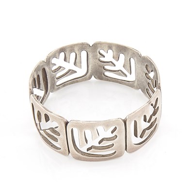 Lot 1759 - Hammered Sterling Silver Leaf Bangle Bracelet