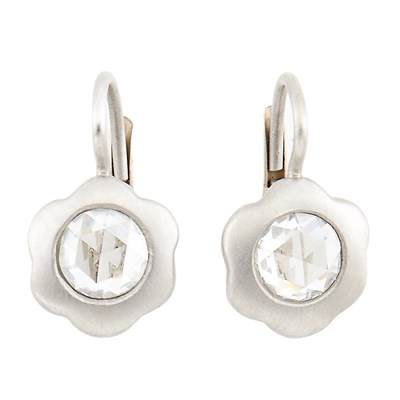 Lot 1711 - Pair of White Gold and Diamond Earrings, Linda Lee Johnson