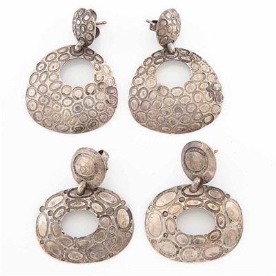 Lot 1776 - Two Pairs of Silver Pendant-Earrings, Linda Lee Johnson