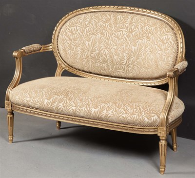 Lot 372 - Louis XVI Style Giltwood Settee Height 36...