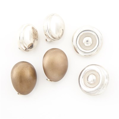 Lot 1781 - Two Pairs of Silver Earrings and Pair Bronze Earrings, Linda Lee Johnson